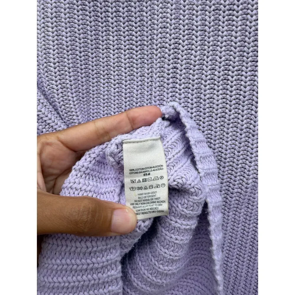 Free People Lavender Cotton Bell Sleeve Cropped Sweater Oversized M